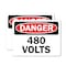 Signmission 480 Volts Danger Sign, Vinyl Decal, 10in W x 7in L, 2PK OS-2PACK-DS-D-710-L-19262 - alternate 1